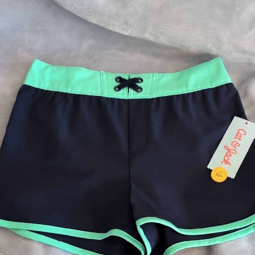 Black and Green Swim Shorts